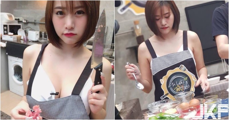 快來吃大肉肉！「短髮巨奶妹」爆乳剁肉下廚！「胸前乳球」美味一百分！