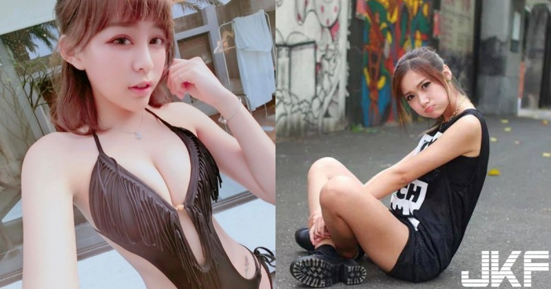 俏皮女孩「胸前好緊繃」！爆乳泳裝「低胸開深V」，配上女孩系嘟嘴讓人一秒戀愛！