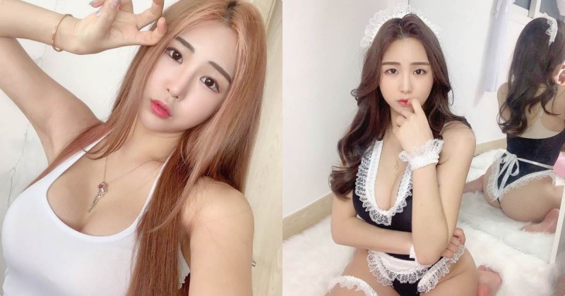 韓國爆乳妹化身「超誘惑女僕」，背後鏡子讓渾圓美尻現形了！