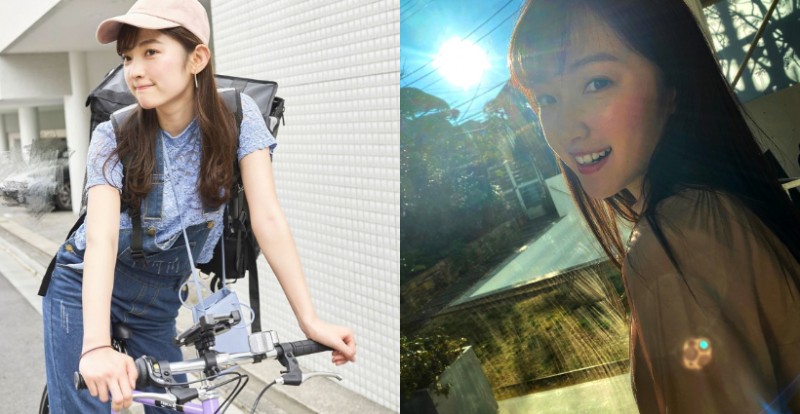 日本的外送也很正！超甜美Uber Eats「正妹外送員」騎腳踏車送餐到家