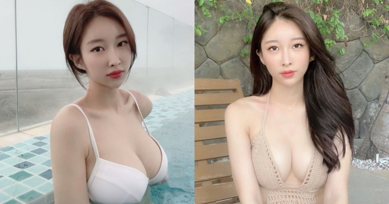 南韓美乳姐姐「巨乳實力超深厚」，玩水時「渾圓北半球」立刻現形！