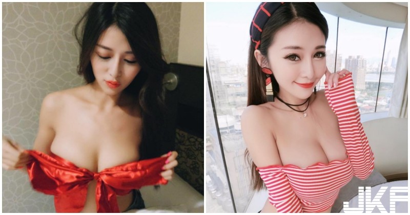 火紅蝴蝶結綁胸，正妹巨大美乳「緊繃到溢出來」！網：好想拆這禮物～