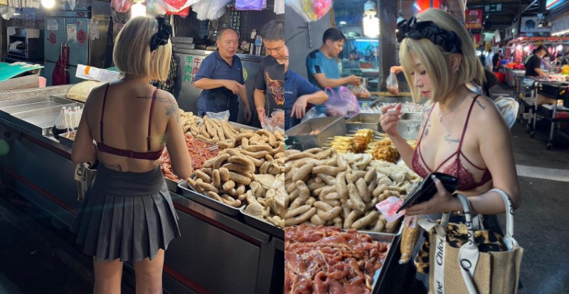 傳統市場驚見巨乳妹只穿內衣採買烤肉食材　老闆不知道該看哪