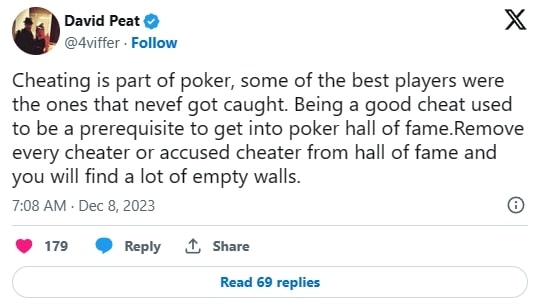 【EV撲克】高额桌常客David Peat：作弊是扑克游戏的一部分