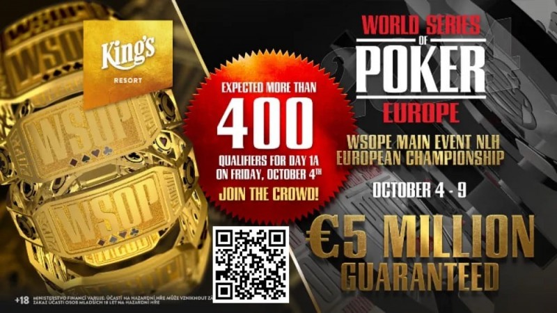 【EV撲克】WSOPE定档九月，包含15场金手链赛事，主赛保底500万欧元！