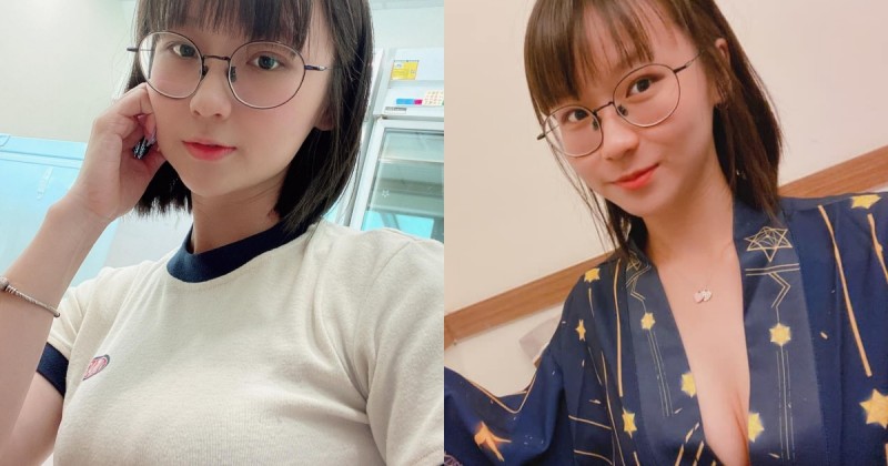 眼鏡才是本體？「巨乳眼鏡妹」娃娃臉好萌，真實五官讓網友震驚：你誰！