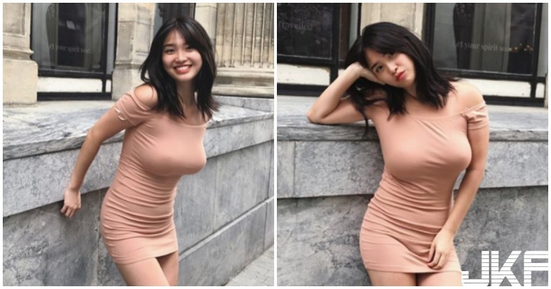 正妹街頭「爆乳曲線」現形！「奔放的地心引力」真的太沈重！